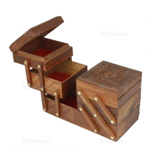 Woodino Brass Carving Work Sliding Jewelry Box