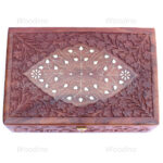 Woodino Floral Design Brass and Carving Wooden Bangle Box (Size- 12x8 inch)