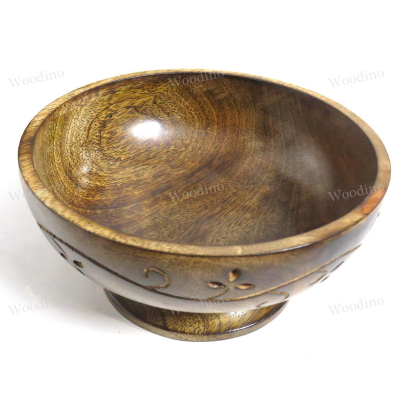 Woodino Mango Wood Antique Hand Carved Bowl (Size- 5inch)