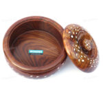 Woodino Sheesham Wood Handi Design Bowls with Lid (Size- 5,6,7 inch) Set of 3