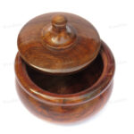 Woodino Sheesham Wood Small Sugar Bowl with Lid (Size- 4 inch)