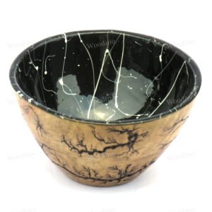 Woodino Laser Art Wooden Epoxy Resin Waterproof Black White Bowl (Size- 5 inch)