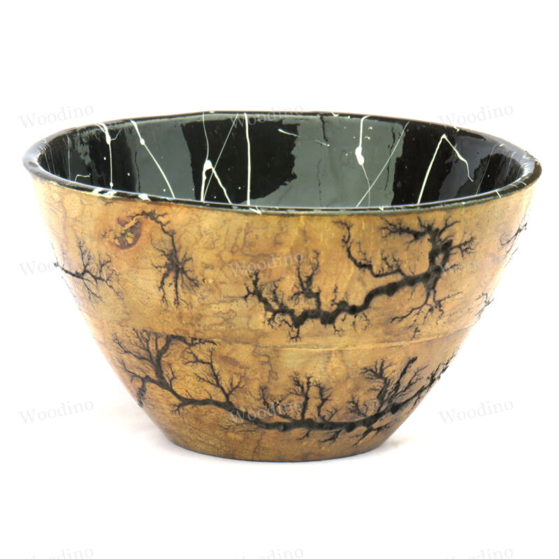 Woodino Laser Art Wooden Epoxy Resin Waterproof Black White Bowl (Size- 5 inch)