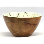 Woodino Plain Wooden Epoxy Resin Waterproof Black White Bowl Size 5 inch