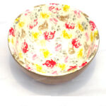 Woodino Floral Painted Wooden Epoxy Resin Waterproof Bowl (Size- 5 inch)