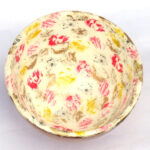 Woodino Floral Painted Wooden Epoxy Resin Waterproof Bowl (Size- 4 inch)