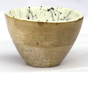 Woodino Plain Wooden Epoxy Resin Waterproof Black White Bowl (Size- 4 inch)