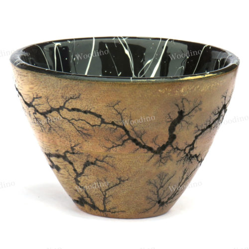 Woodino Laser Art Wooden Epoxy Resin Waterproof Black White Bowl (Size- 4 inch)