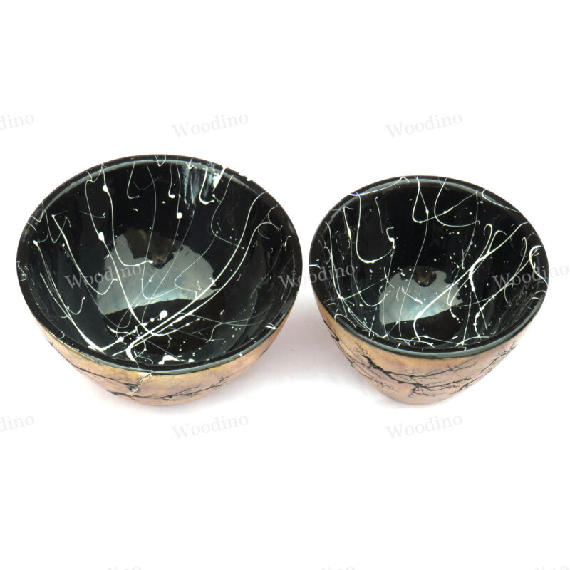 Woodino Laser Art Wooden Epoxy Resin Waterproof Black White Bowl (Size- 4 inch & 5 inch)