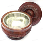 Woodino Full Hand Carved Sheesham Wood (Size- 9 inch dia) Chapati Box