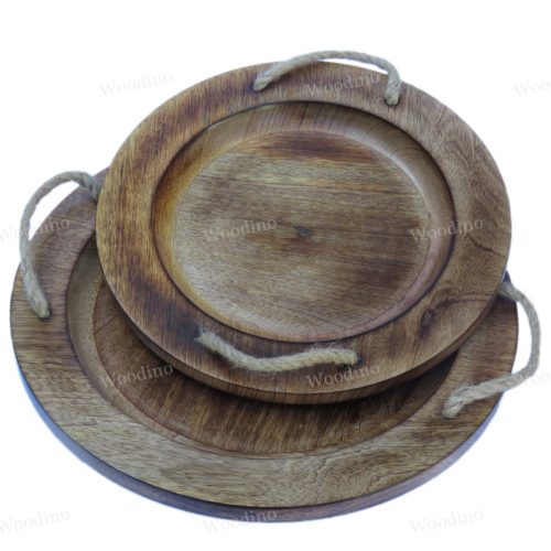Woodino Antique Look Platter Combo (Size: 12 inch dia ) Tray Set