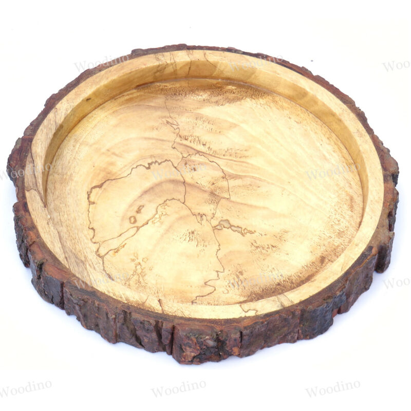 Woodino Bakkal Logs Ped ki Chhal Platter (Size- 10 inch) Tray