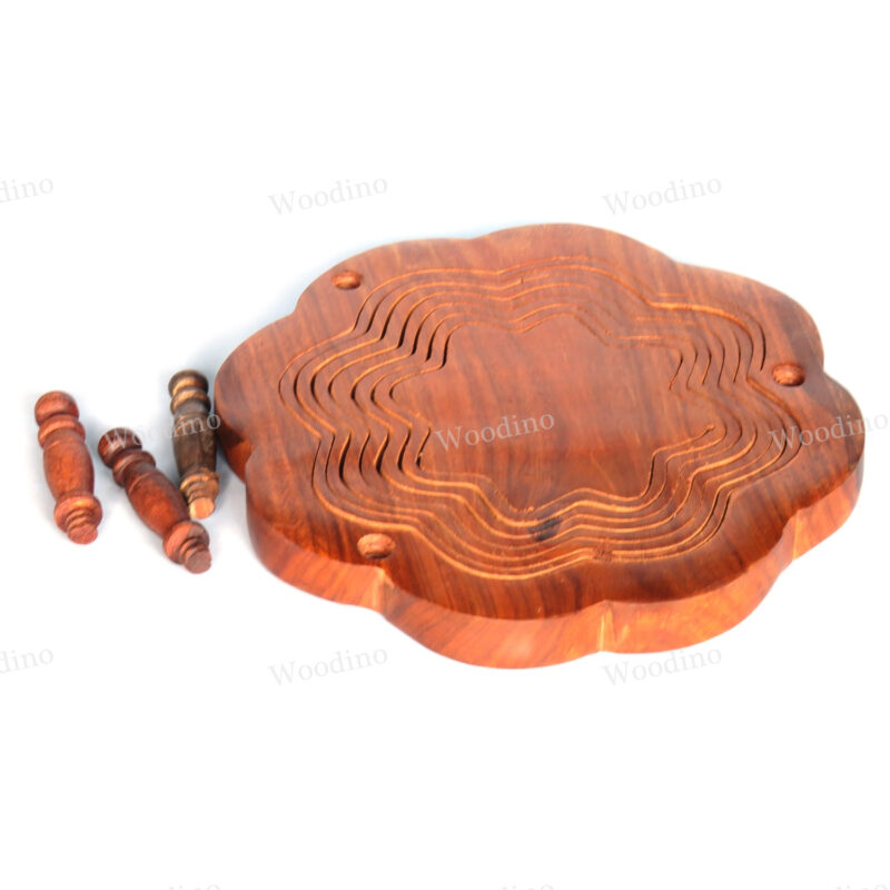 Woodino Round Folding Spring Dryfruit Sheesham (Size 12 inch) Tray