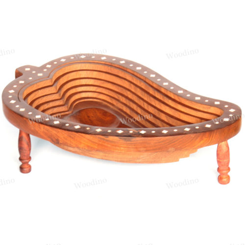 Woodino Mango Folding Spring Dryfruit Sheesham (Size 12 inch) Tray