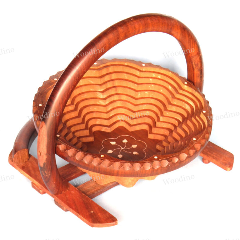 Woodino Round Handle Basket Folding Dryfruit (Size 12 inch) Tray
