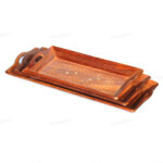 Woodino Sheesham Coffee Set Long Tray Combo Tray