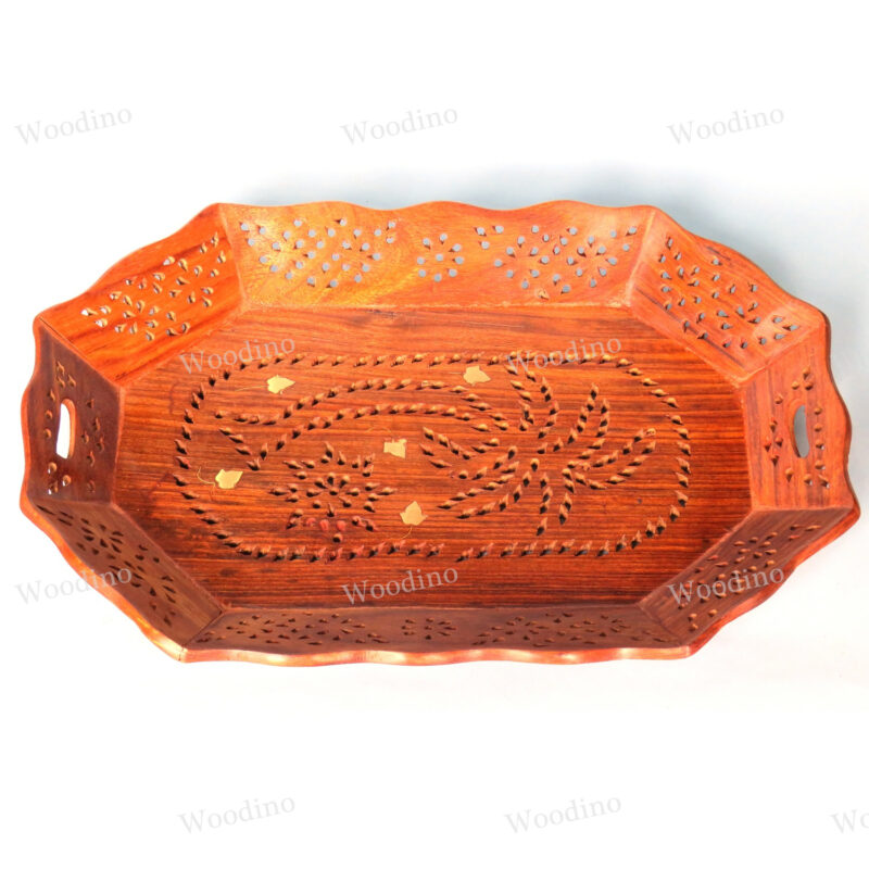 Woodino Dates Tree Sheesham Handicrafts Oval (Size- 15x10 inch) Tray