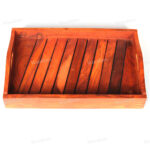 Woodino Modern Strip Design Sheesham Tray (Size- 13x9 inch)