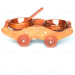 Woodino Trolley with 2 Bowls and Spoons (11 inch long) Tray Single