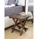 Woodino Antique Wooden Multi-purpose Square Folding Table/Stool (Size- 12x12 inches)