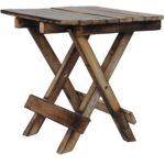 Woodino Antique Wooden Multi-purpose Square Folding Table/Stool (Size- 12x12 inches)