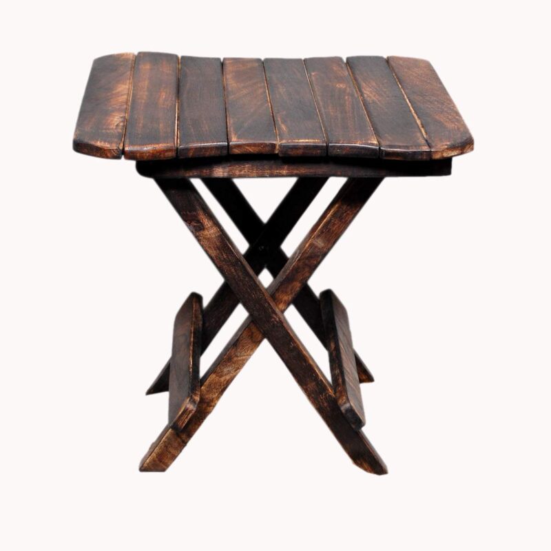 Woodino Antique Wooden Multi-purpose Square Folding Table/Stool (Size- 12x12 inches)