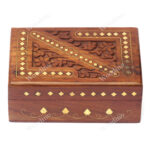 Woodino Shisham Carving and Brass Premium Design Wooden Box or Vanity Box