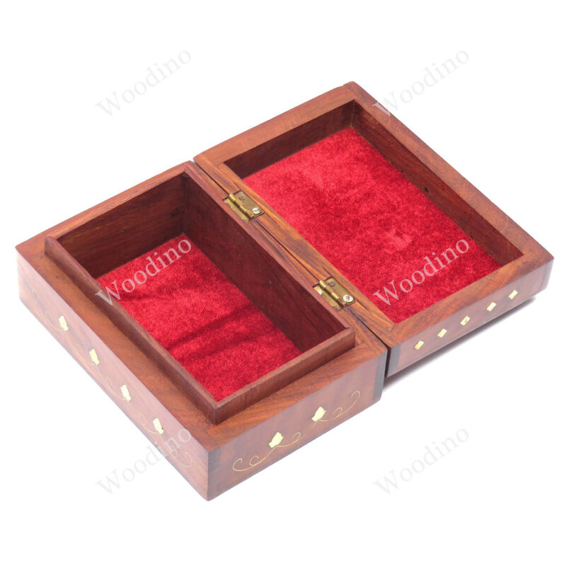 Woodino Shisham Carving and Brass Premium Design Wooden Box or Vanity Box