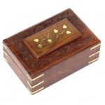 Woodino Shisham Carving and Brass Premium Quality Best Design Wooden Box or Vanity Box (6X4 inch)