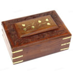 Woodino Shisham Carving and Brass Premium Quality Best Design Wooden Box or Vanity Box (6X4 inch)