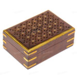 Woodino Shisham Jaali and Brass Premium Quality Best Design Wooden Box or Vanity Box (6x4 inch)
