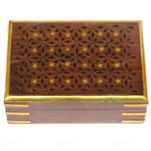 Woodino Shisham Jaali and Brass Premium Quality Best Design Wooden Box or Vanity Box (6x4 inch)