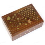 Woodino Shisham Full Brass Work Premium Quality Unique Design Wooden Box or Vanity Box (6x4 inch)