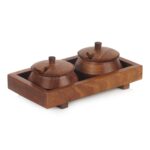 Woodino 2 Removable Handi/Pot Premium Quality Spice Box/Mishri Box/Mouth Fresheners Boxes