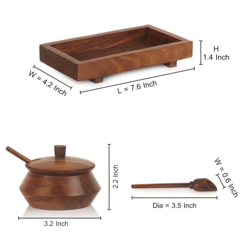 Woodino 2 Removable Handi/Pot Premium Quality Spice Box/Mishri Box/Mouth Fresheners Boxes