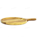 Woodino Teak Wood Pizza Serving Pan/Pizza Tray/Pizza Platter (11 inch Round)