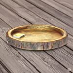 Woodino 10 Inch Round Mango Wood Serving Platter with Natural Bark | Bakkal Tray for Snacks, Pizza, Roti, Biscuits & Fruits | Rustic Logs Design | Eco-Friendly Wooden Tray for Serving & Photoshoots | Chhal Platter