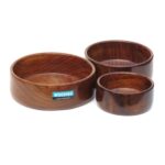 Wooden Sheesham Wood Plain Bowls Set of 3