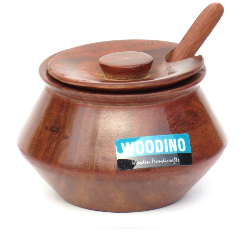 Woodino Handi- Wooden Serving Jar- Sheesham Wood Jar