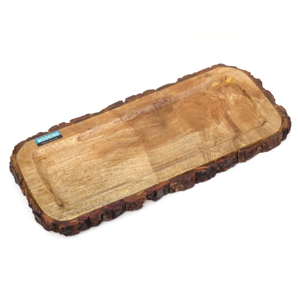 Wooden Logs Bakkal Rectangular Shape Serving Platter Tray(15x6 Inches)