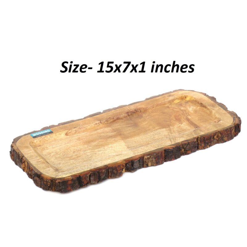 Wooden Logs Bakkal Rectangular Shape Serving Platter Tray(15x6 inches) - Image 3