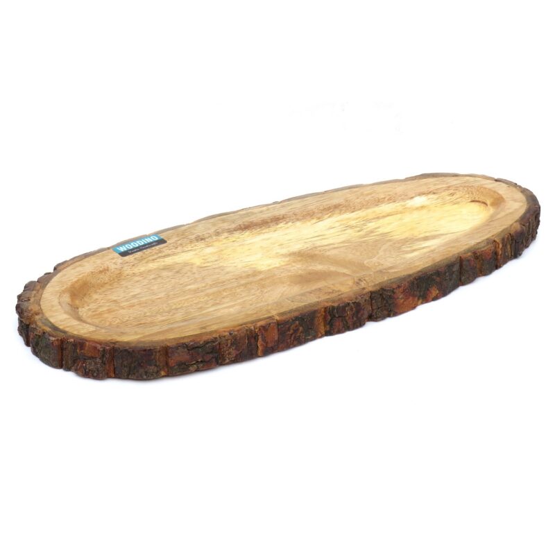 Wooden Logs Bakkal Platter, Serving tray, Mango Wood Platter to serve Pizza(15x6x1 Inches)