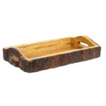 Wooden Logs Bakkal Tray, Mango Wood Serving Tray With Side Handle(14x9x2 Inches)