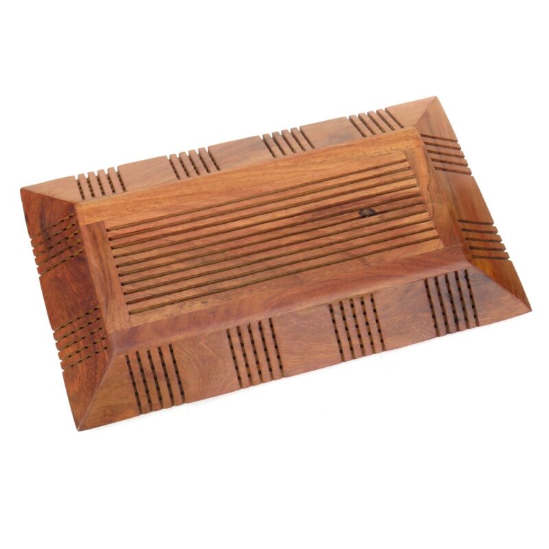 Wooden Rectangular Serving Tray for Tea/Coffee, Sheesham Wood Snacks Serving Tray(12.5x8.5x2 Inches) - Image 3