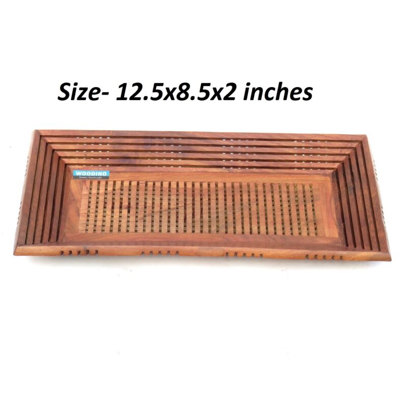 Wooden Rectangular Serving Tray for Tea/Coffee, Sheesham Wood Snacks Serving Tray(12.5x8.5x2 Inches) - Image 6