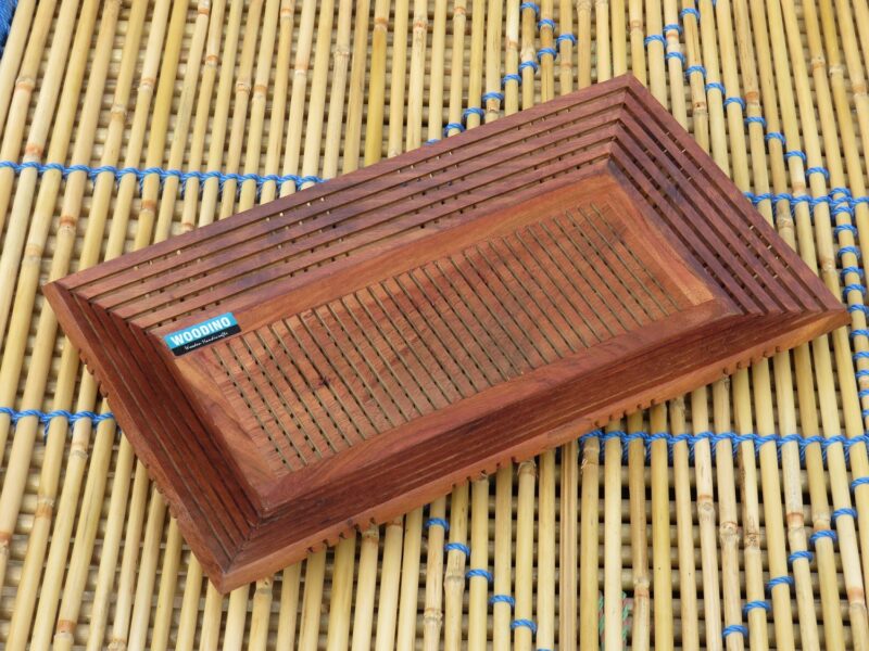 Wooden Rectangular Serving Tray for Tea/Coffee, Sheesham Wood Snacks Serving Tray(12.5x8.5x2 Inches) - Image 4