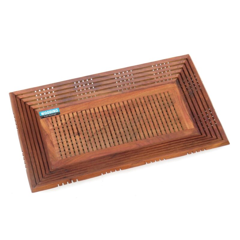Wooden Rectangular Serving Tray for Tea/Coffee, Sheesham Wood Snacks Serving Tray(12.5x8.5x2 Inches) - Image 5