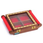 Woodino Sheesham Wood Spice Storage Box II Dry Fruits Box II 4 Compartments II Dimensions 10x8x2 Inches