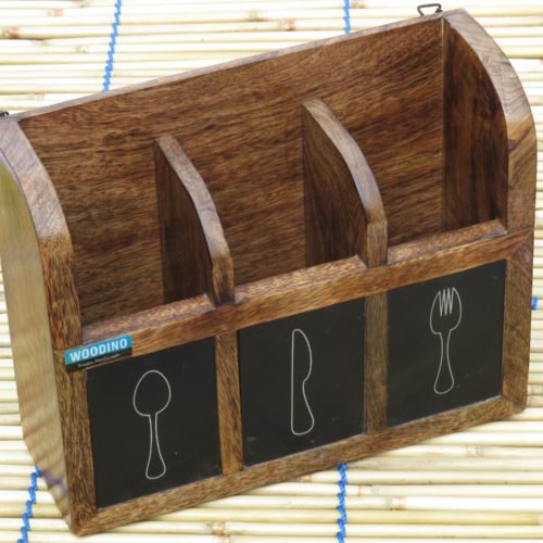 Woodino Spoon Box II Seasoned Mango Wood Spoon Storage (Size: 12"x4"x9")