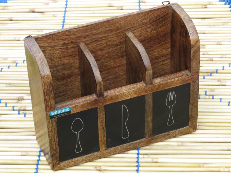 Woodino Spoon Box II Seasoned Mango Wood Spoon Storage (Size: 12"x4"x9")